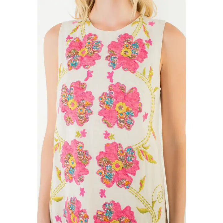 Sleeveless Floral Pattern Dress