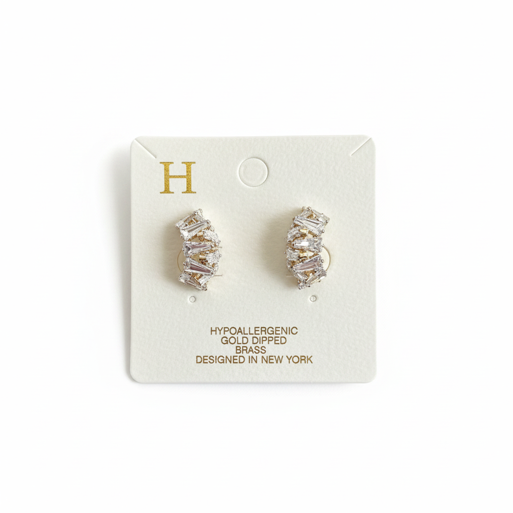Golden Hour Baguette Huggie Earrings