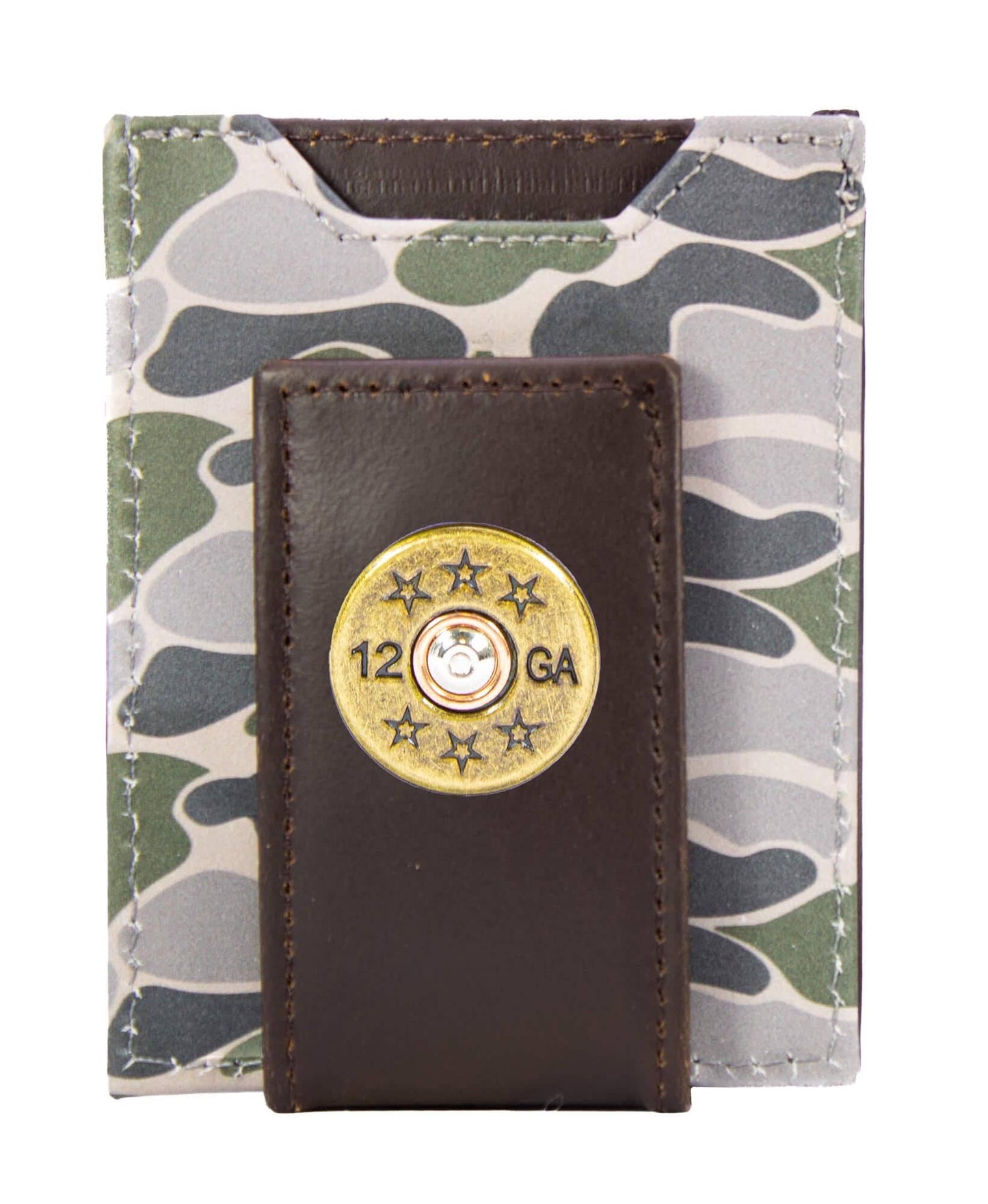 Shotshell Magnetic Old School Camo Leather Wallet.