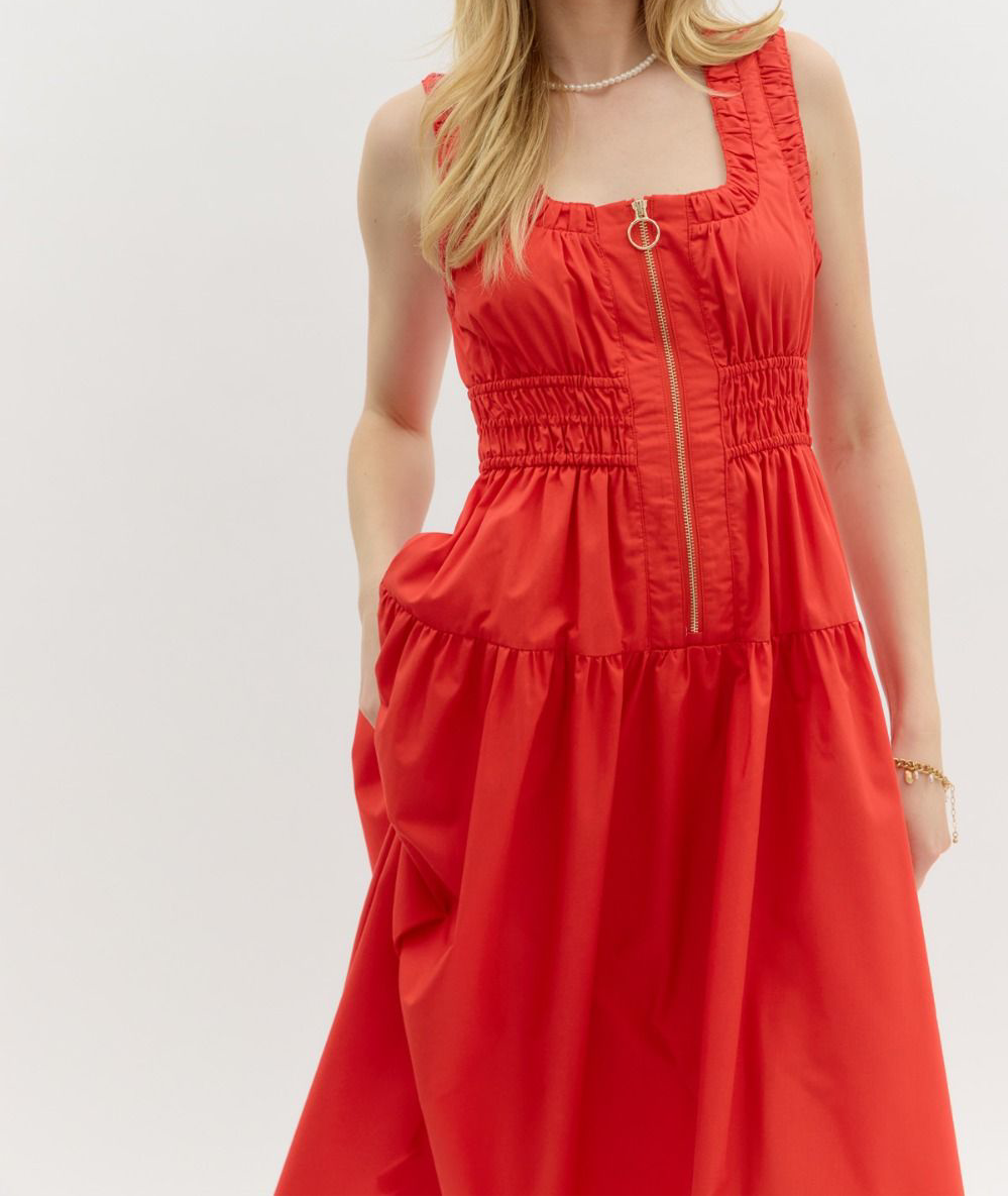 Radiant Rouge Midi Dress