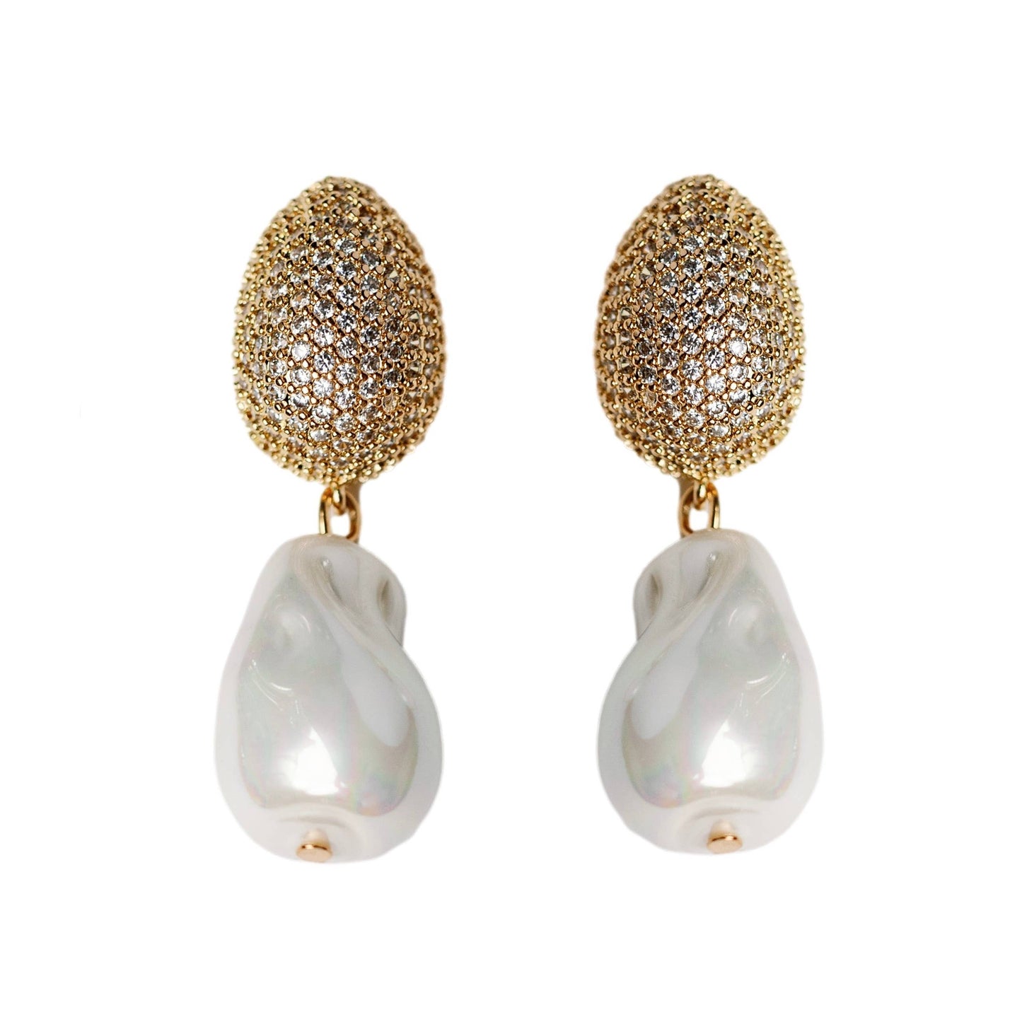 Sparkling Vintage Chunky Gold & Pearl Drop Holiday Earrings
