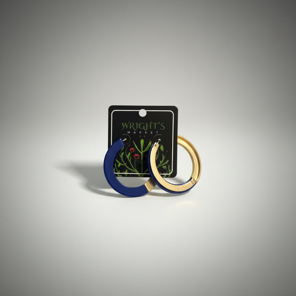 Acrylic and Metal Hoops- Navy and Gold