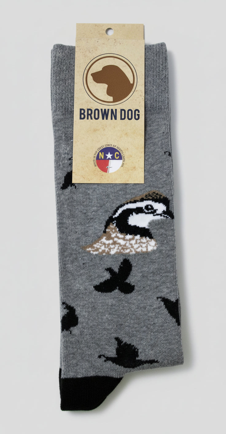 QUAIL HEAD – Light Grey Heather Socks