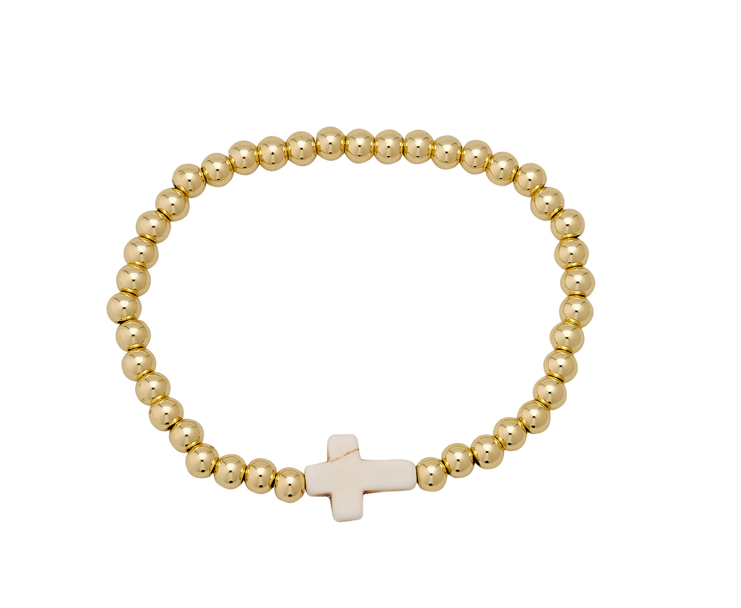 5MM Gold Bracelet With White Cross