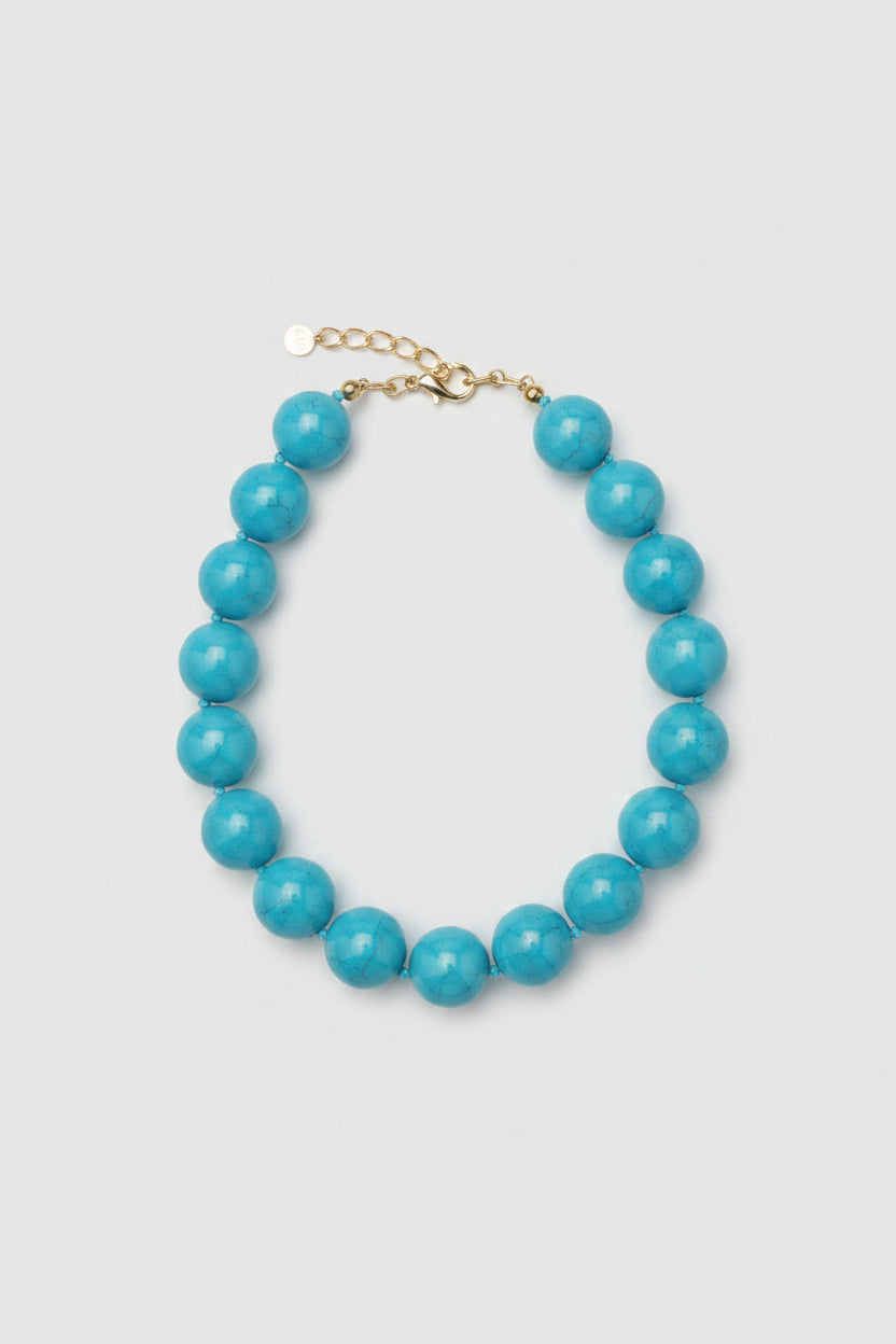 25mm Blue Marble Ball Necklace