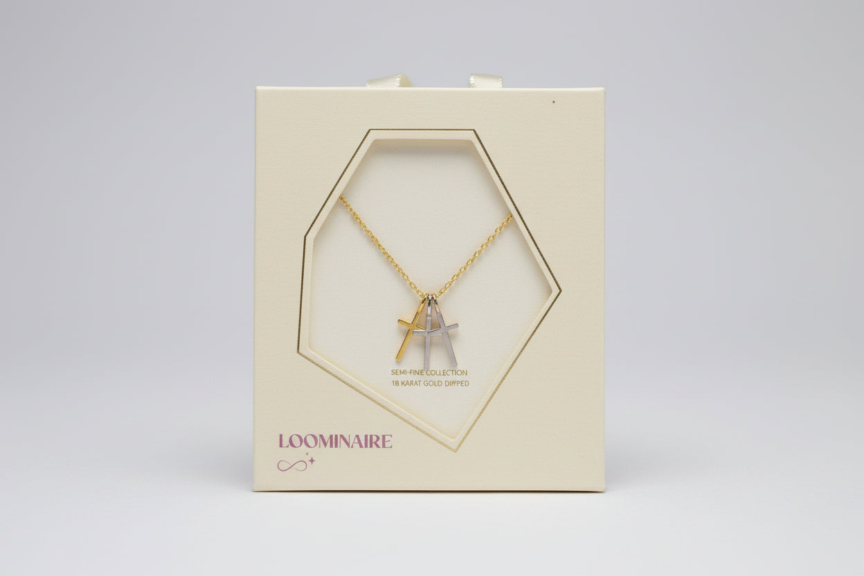 Triple Cross Pendant Necklace