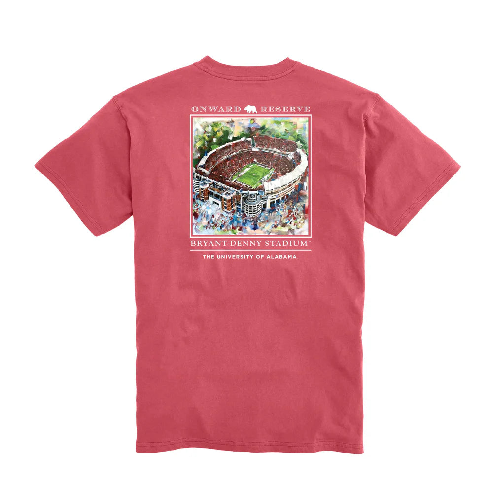 Bryant Denny Stadium Tee Shirt Washed Red