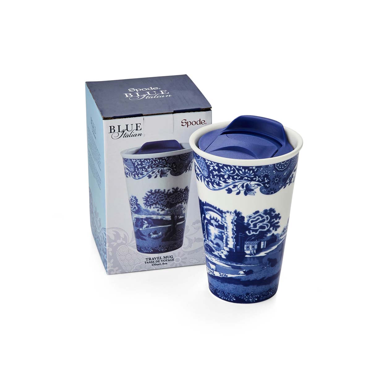 Spode Travel Mug Blue Italian 8 oz.