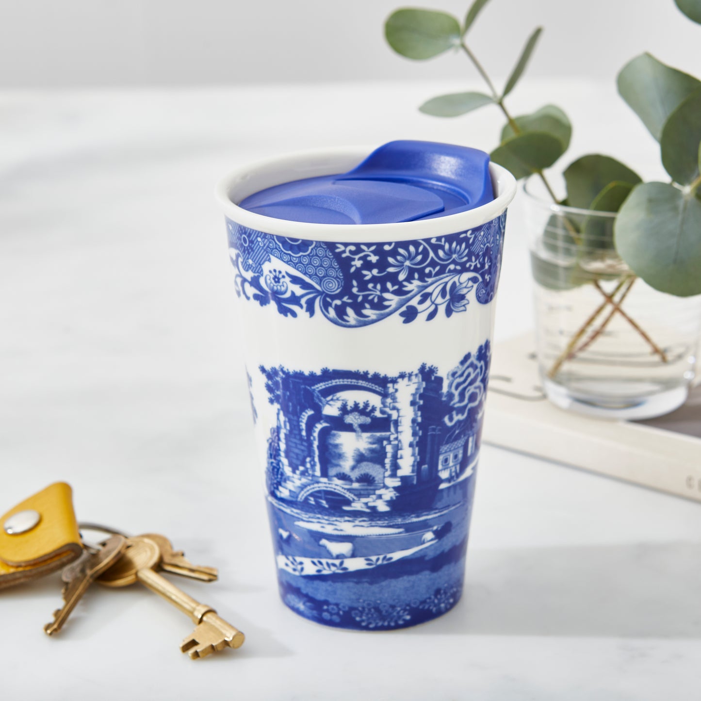 Spode Travel Mug Blue Italian 8 oz.