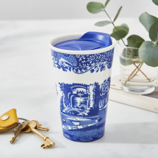 Spode Travel Mug Blue Italian 8 oz.