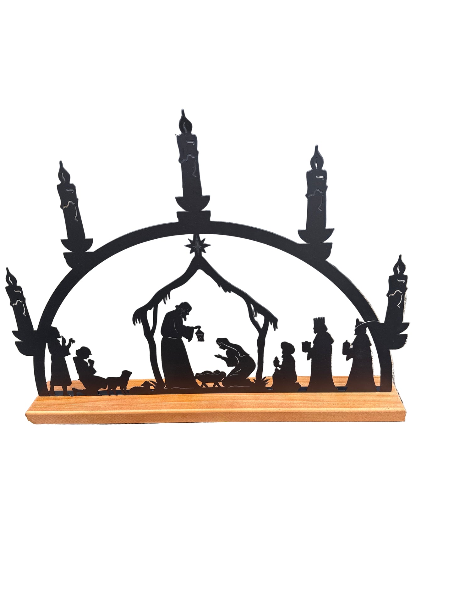 Metal Christmas Nativity on Base