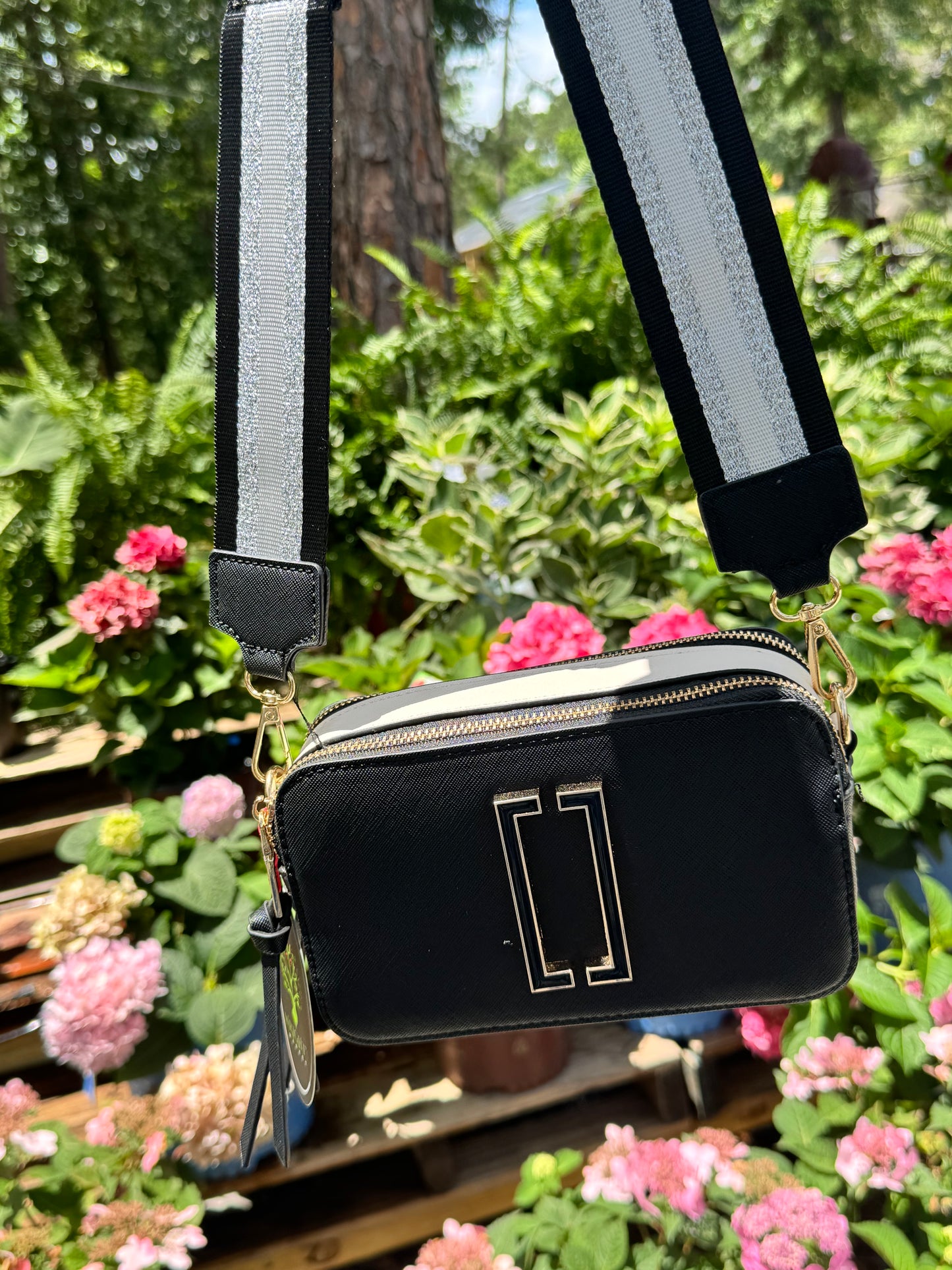 Contrast Crossbody Bag with Detachable Strap