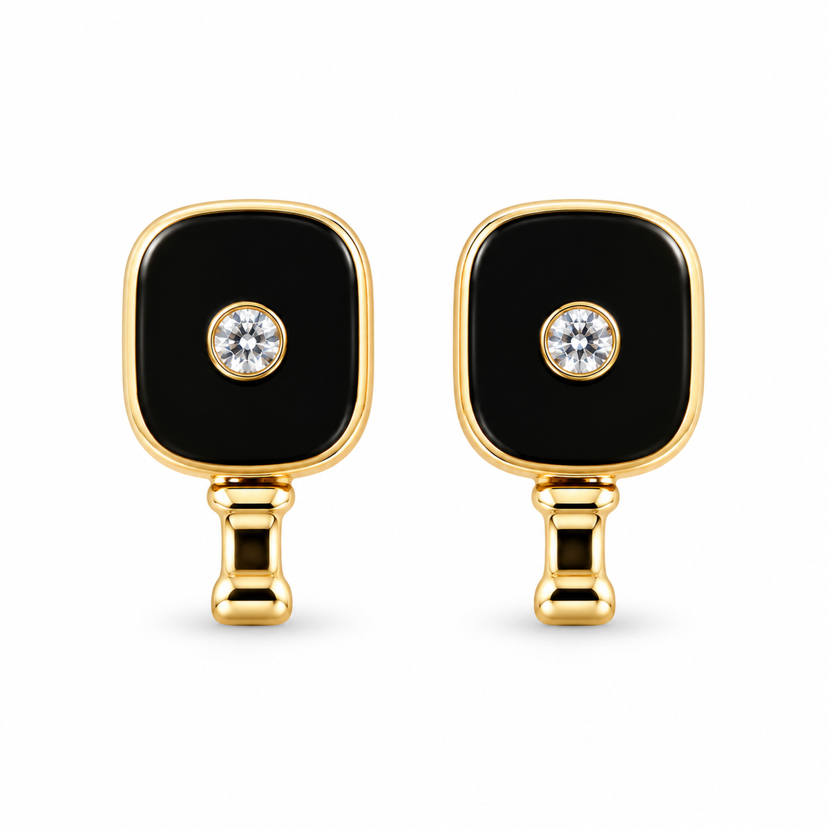 Black pickleball paddle earrings