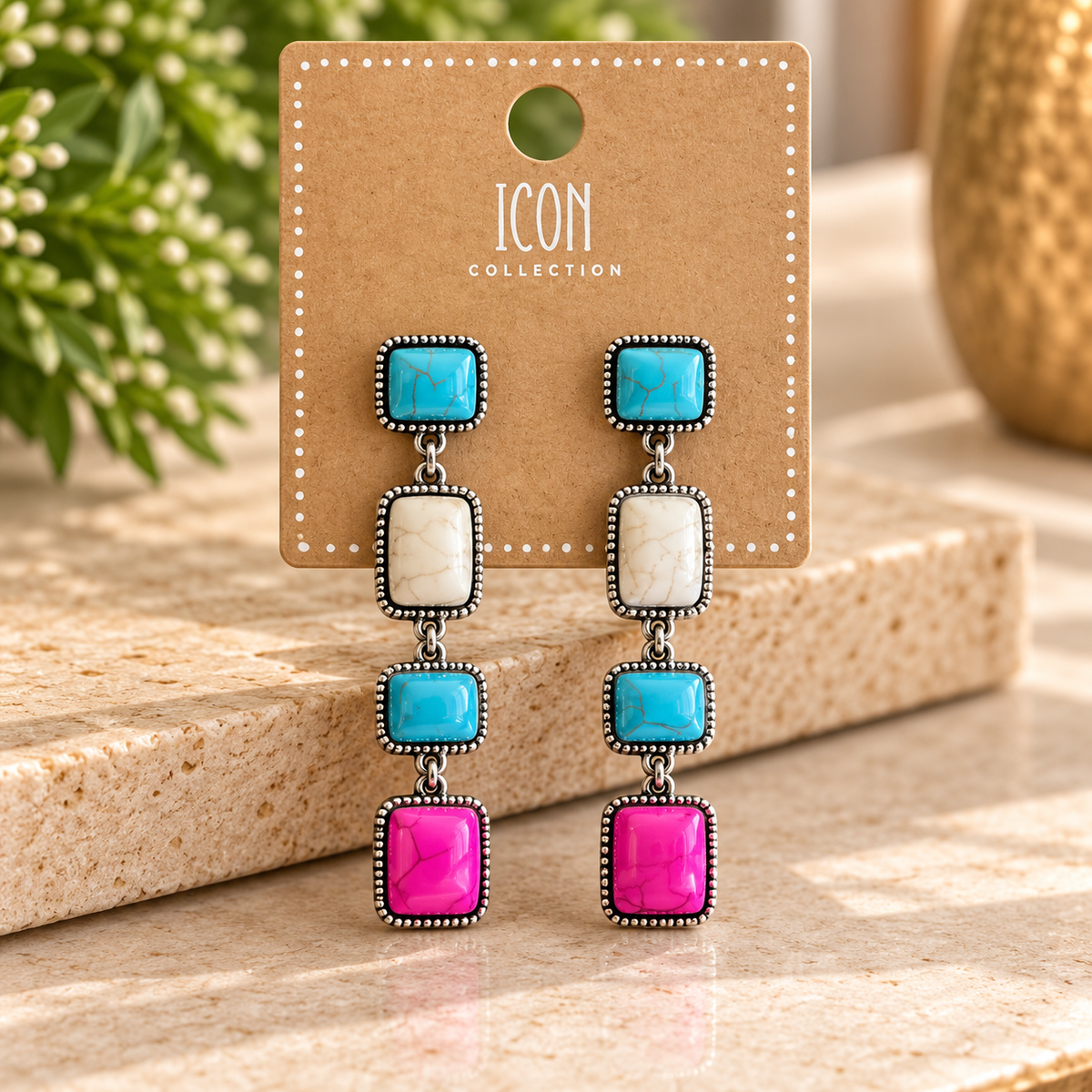 Desert Bloom Colorblock Drop Earrings