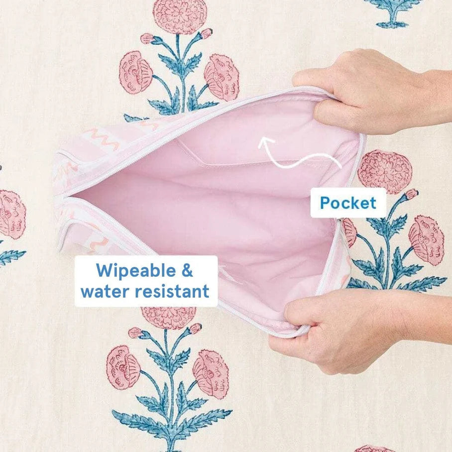 Weezie Coral Squiggle Small Patterned Toiletry Bag