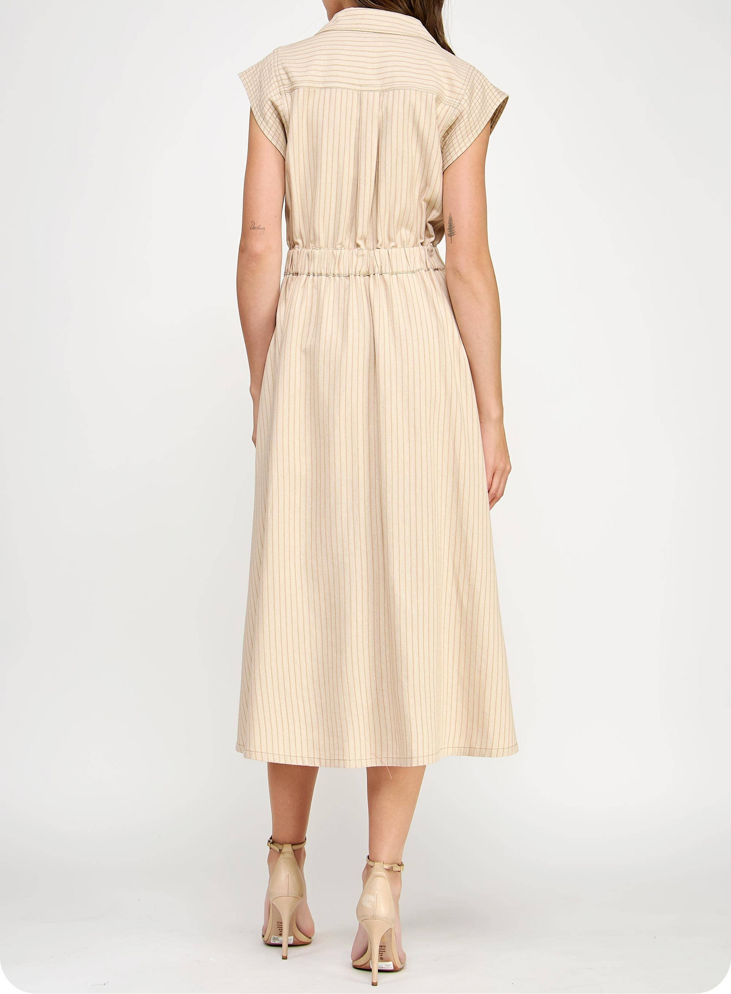 Stitch Sleeveless Stripe Midi Dress