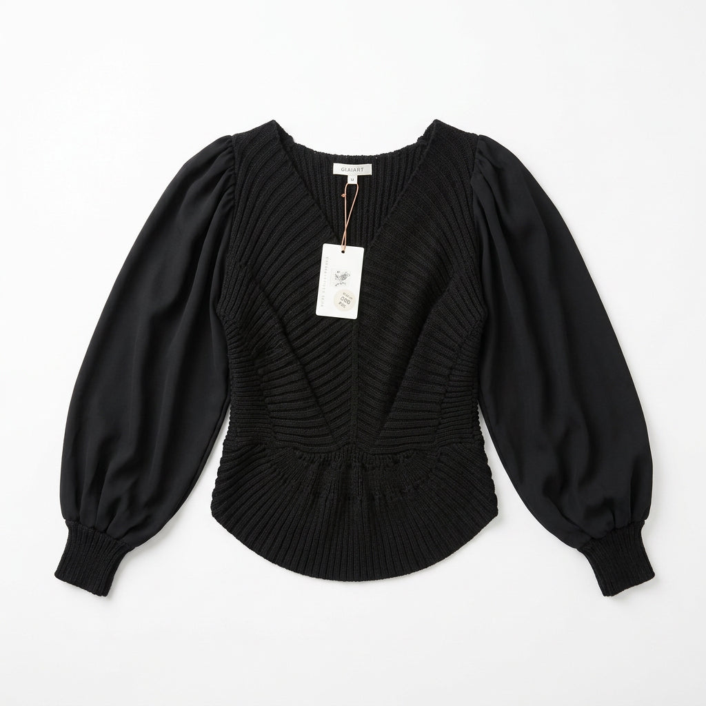 Black Long Sleeve Knit Top xs