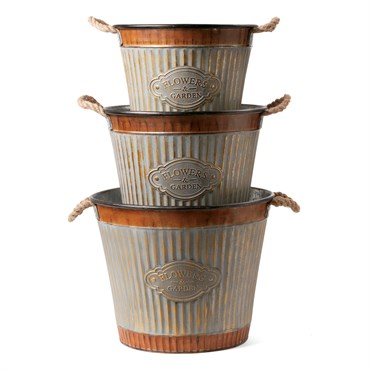 Deer Park Corrugated Tub Planters Round