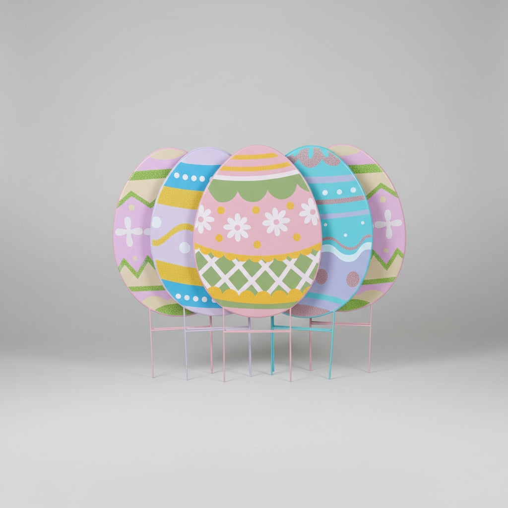 Metal Easter Egg Yard Art – Assorted Designs (Sold Individually)