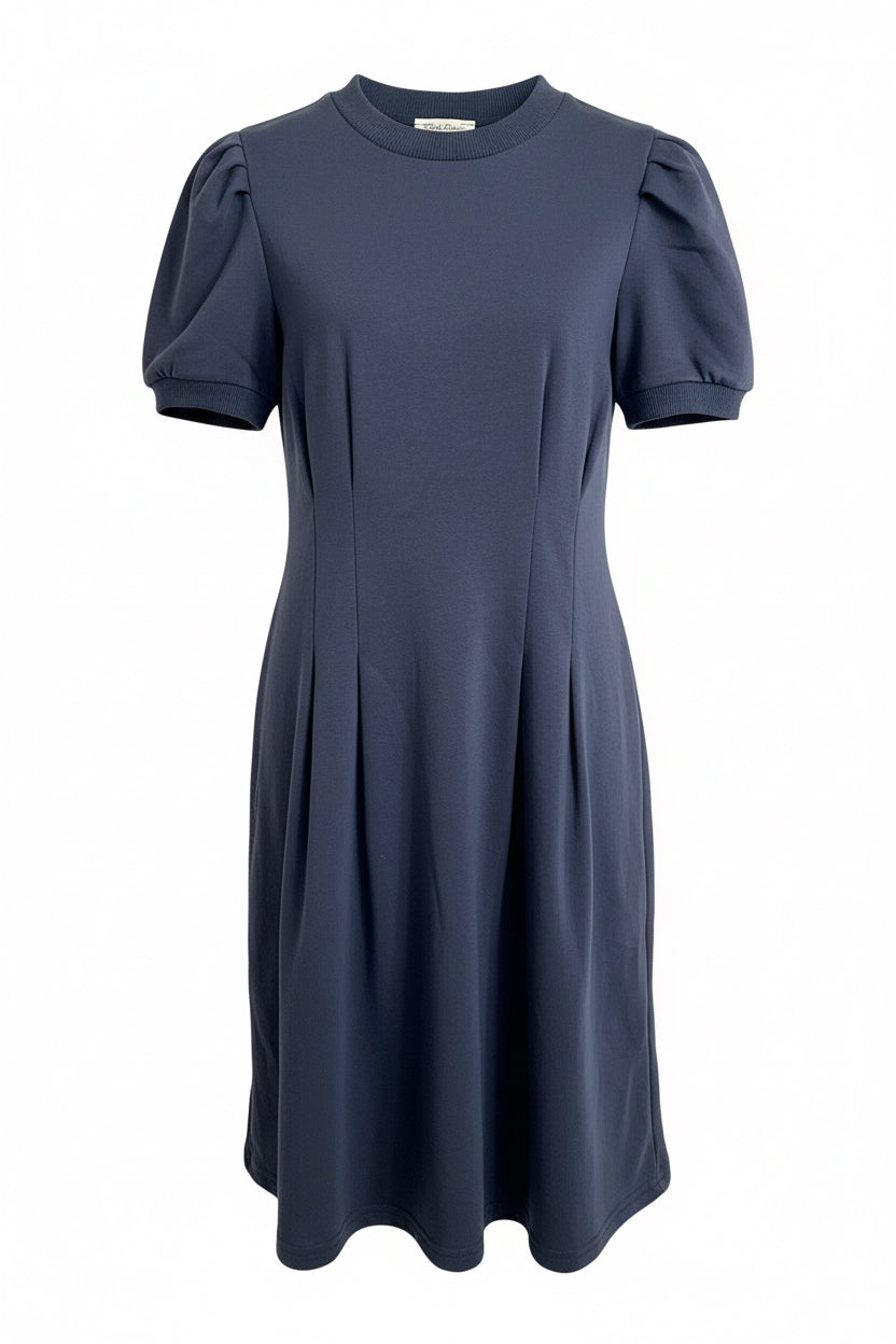 Navy Cotton Cinch Waist Dress