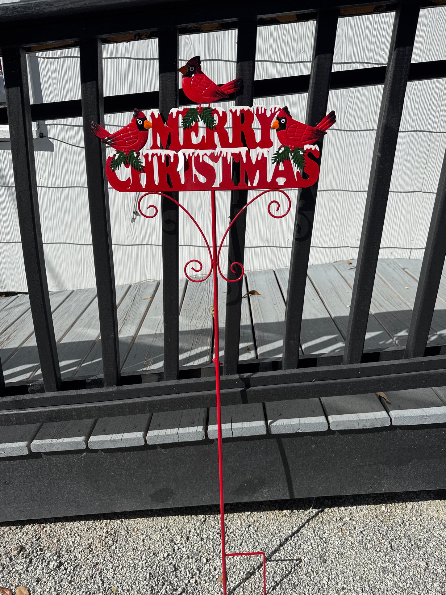 Metal Merry Christmas Cardinals