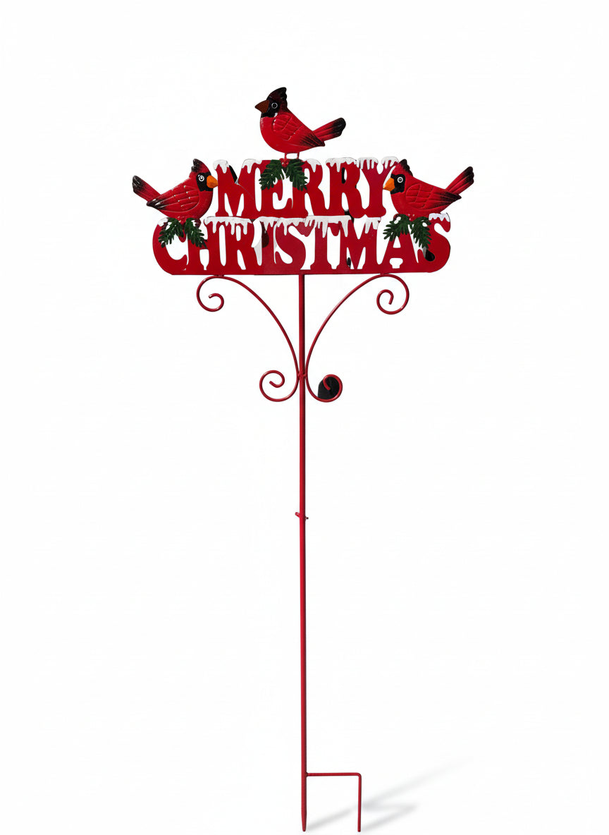 Metal Merry Christmas Cardinals