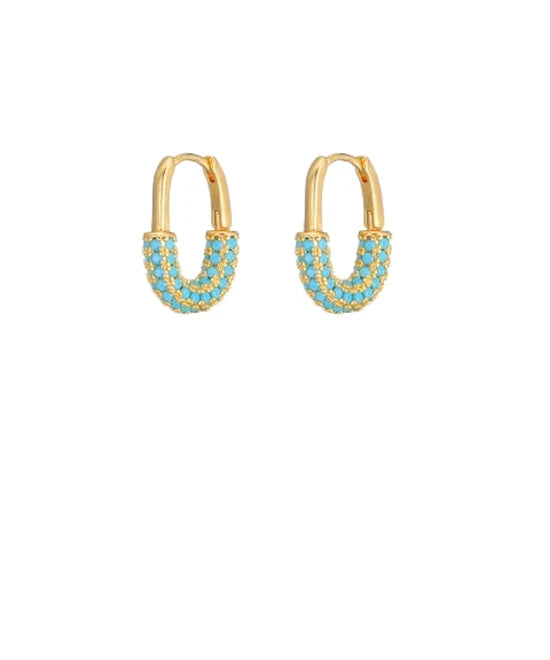 Pave Light Blue Oval Earrings