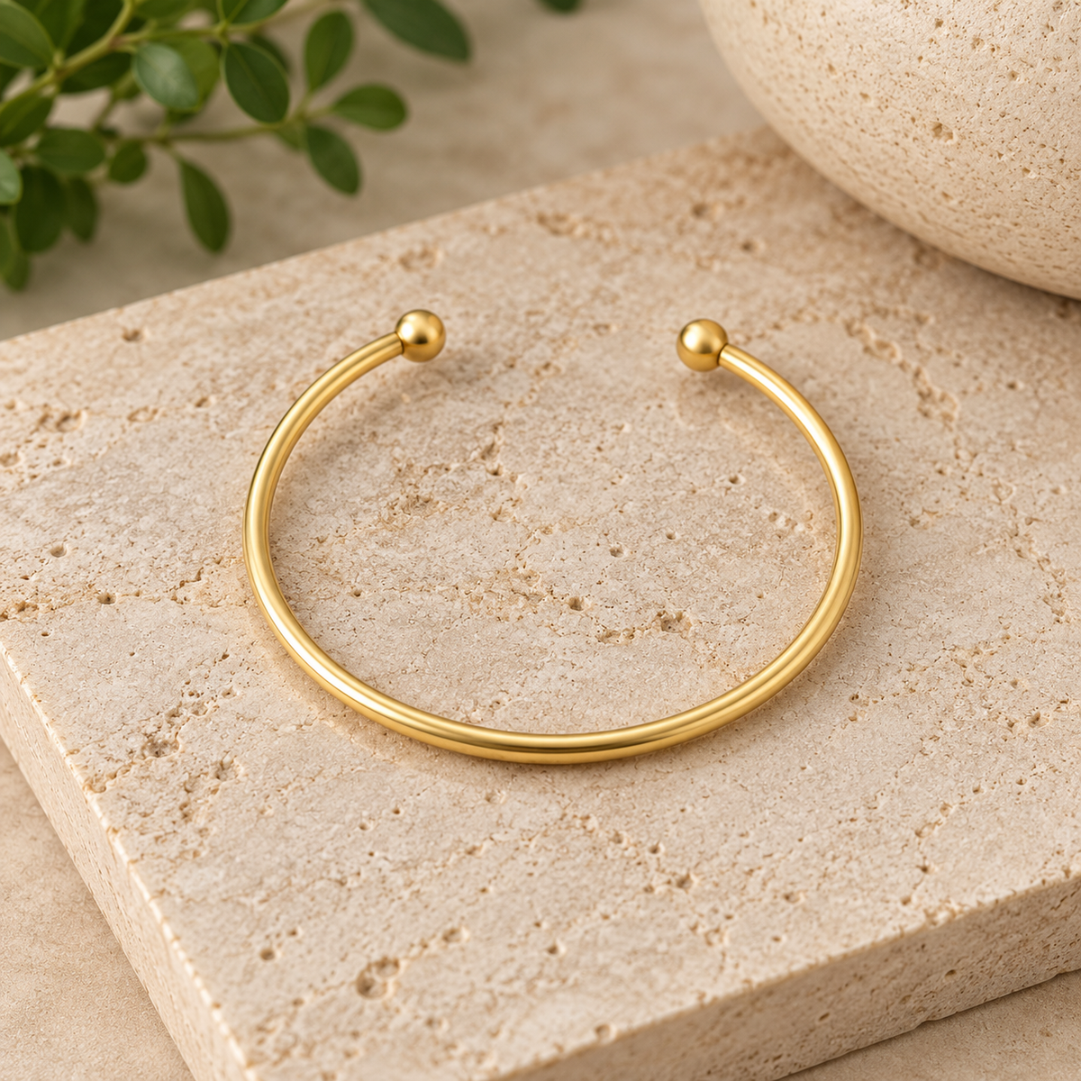 Golden Simplicity Open Cuff Bracelet