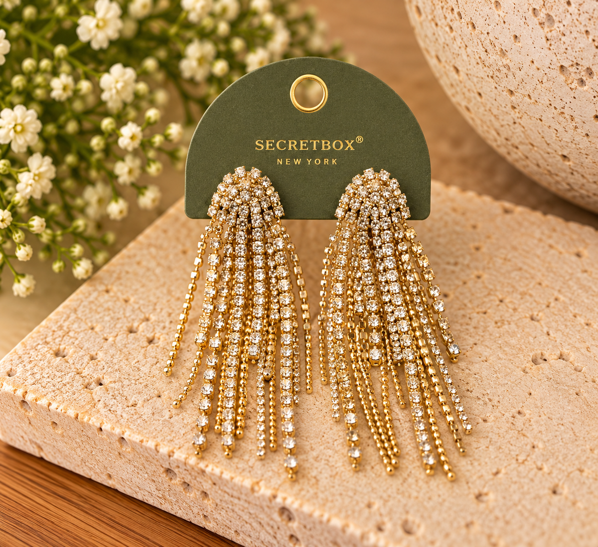 Champagne Nights Crystal Fringe Earrings