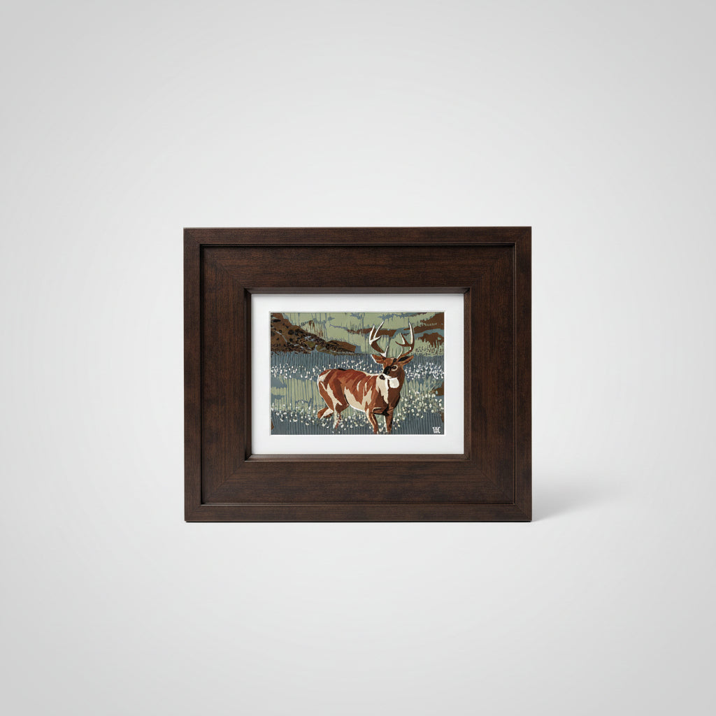 Slate Still Buck Espresso Framed 5x7 Art by Austin Williams