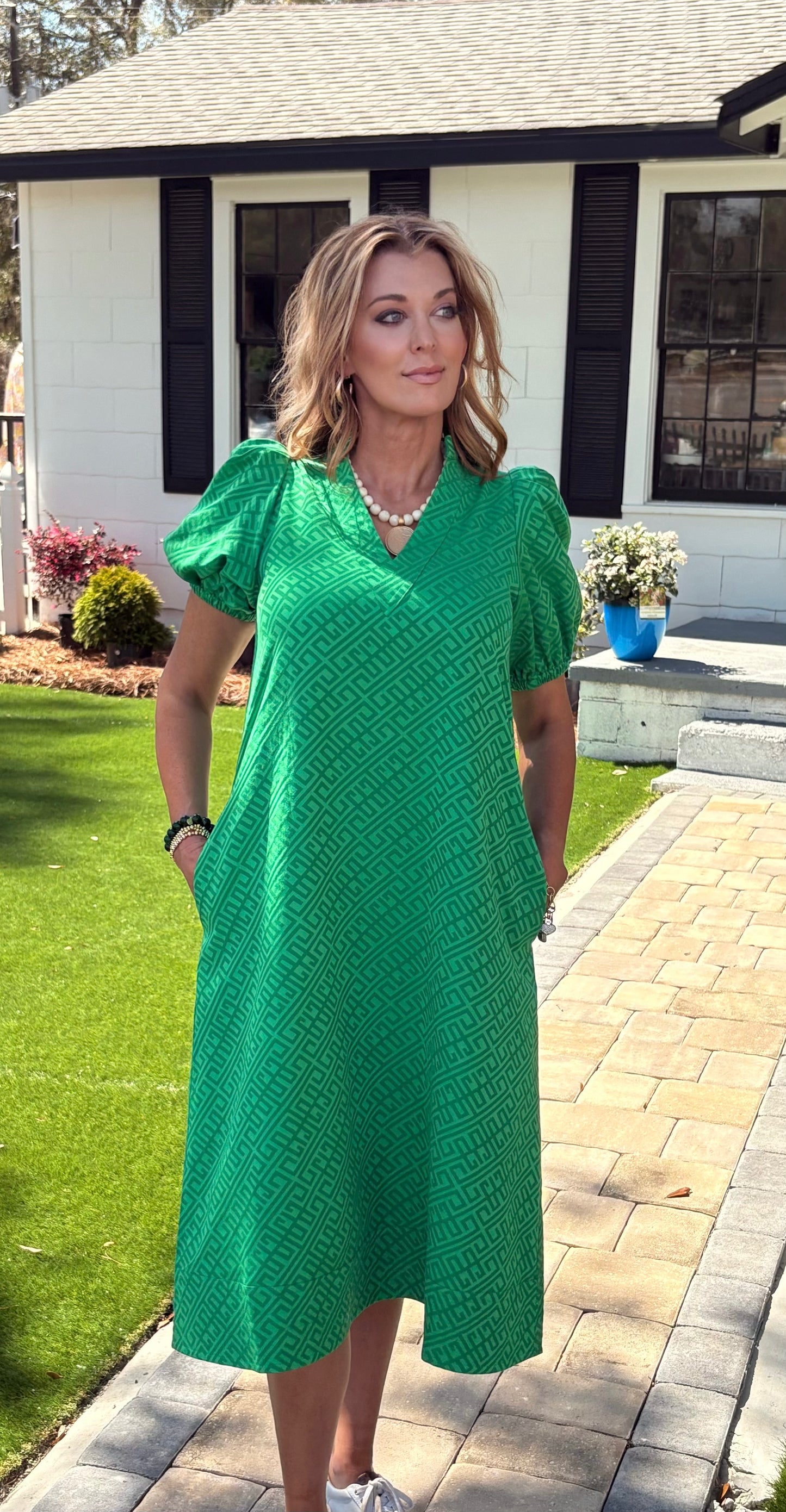 Emily McCarthy Hampton Dress in Fairway Green
