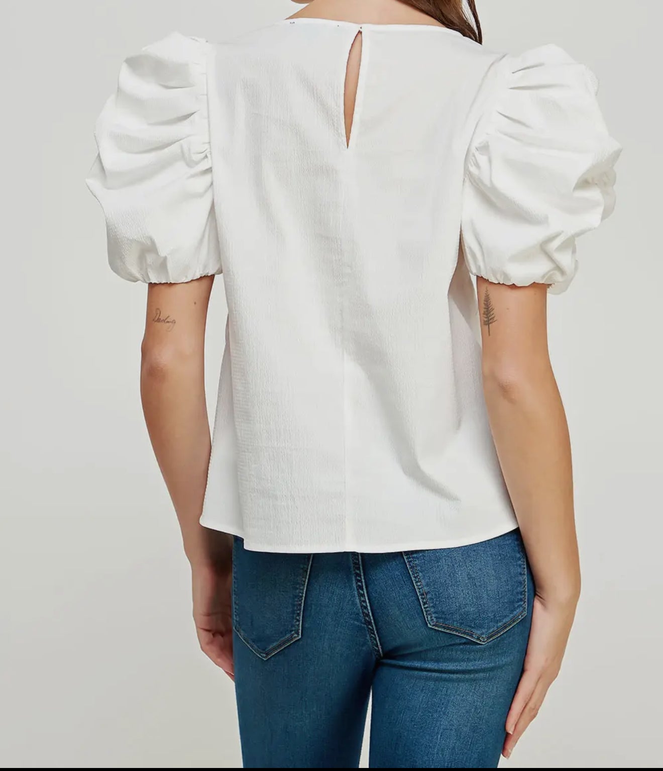 Voluminous Puff Sleeve Tee Top Off White