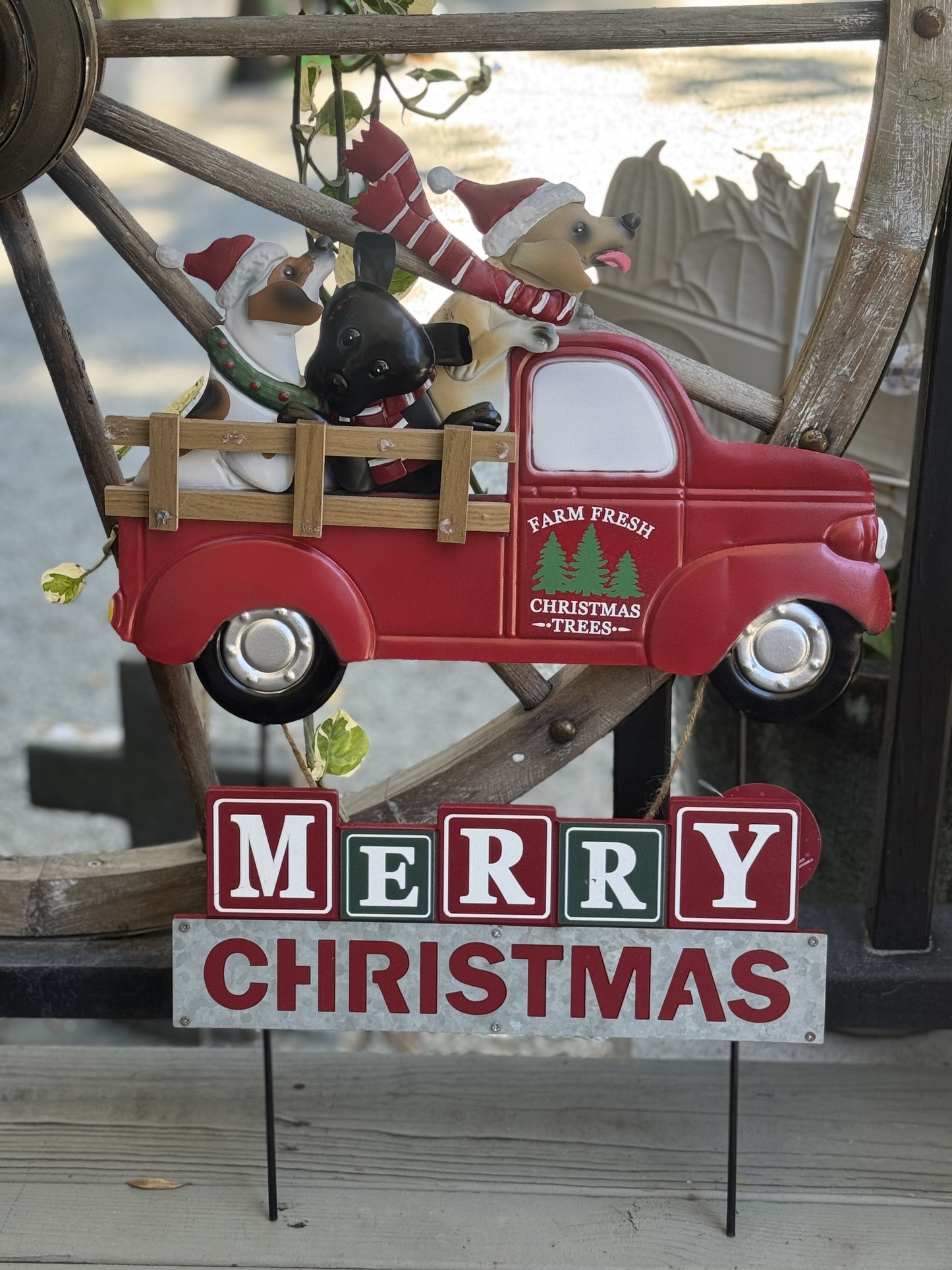 Christmas Metal Truck on Stakes
