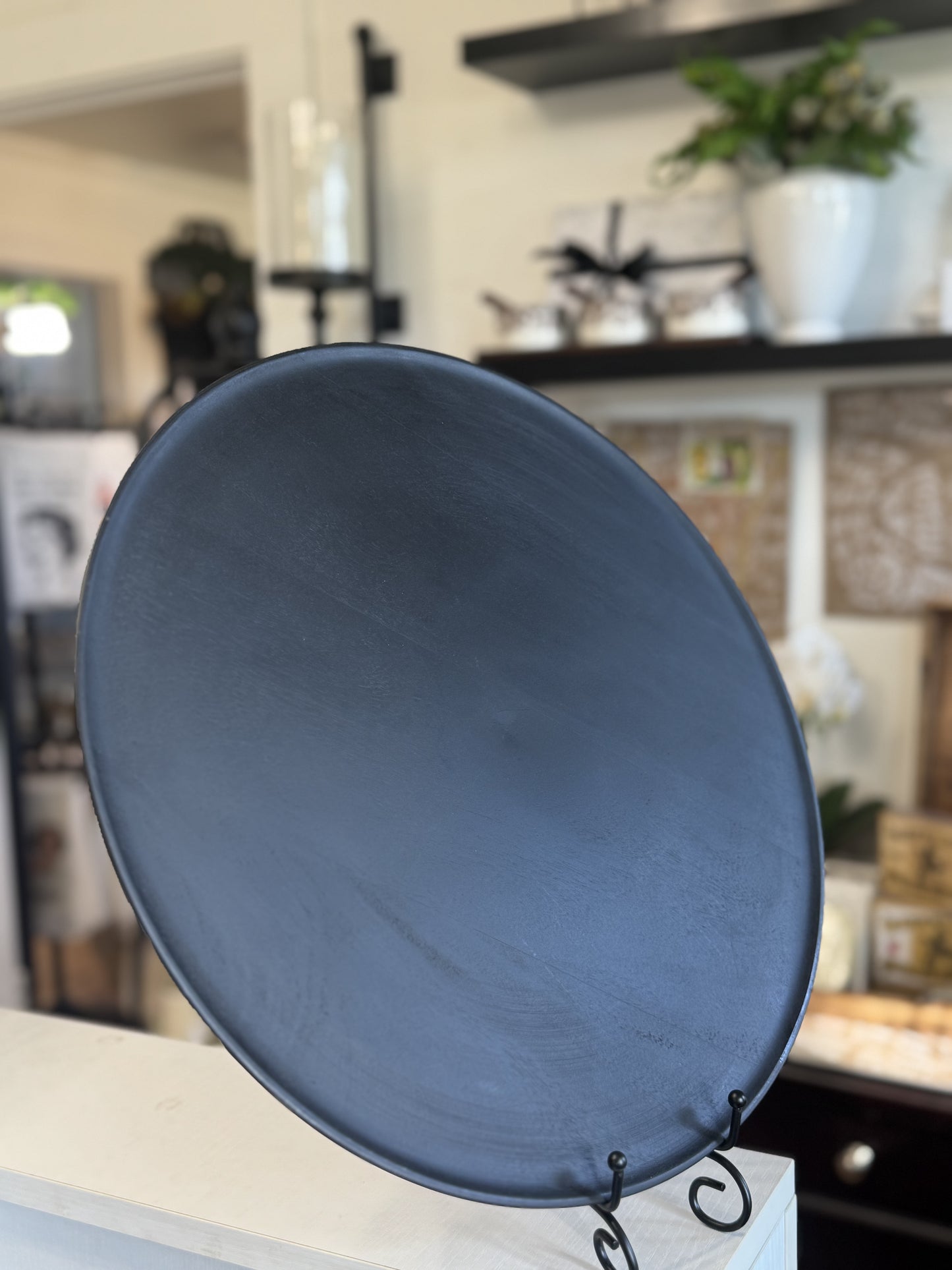 Candle Plate Round 38CM Black