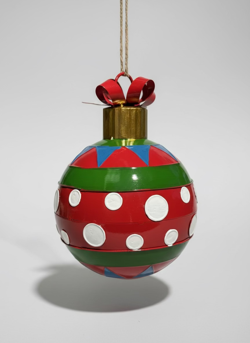Red Metal Outdoor Christmas Bulb