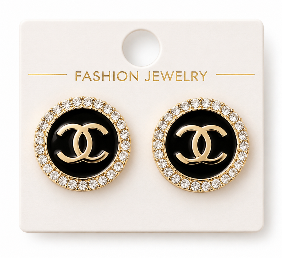 Chanel-Inspired Midnight Glam Rhinestone Stud Earrings 🖤✨