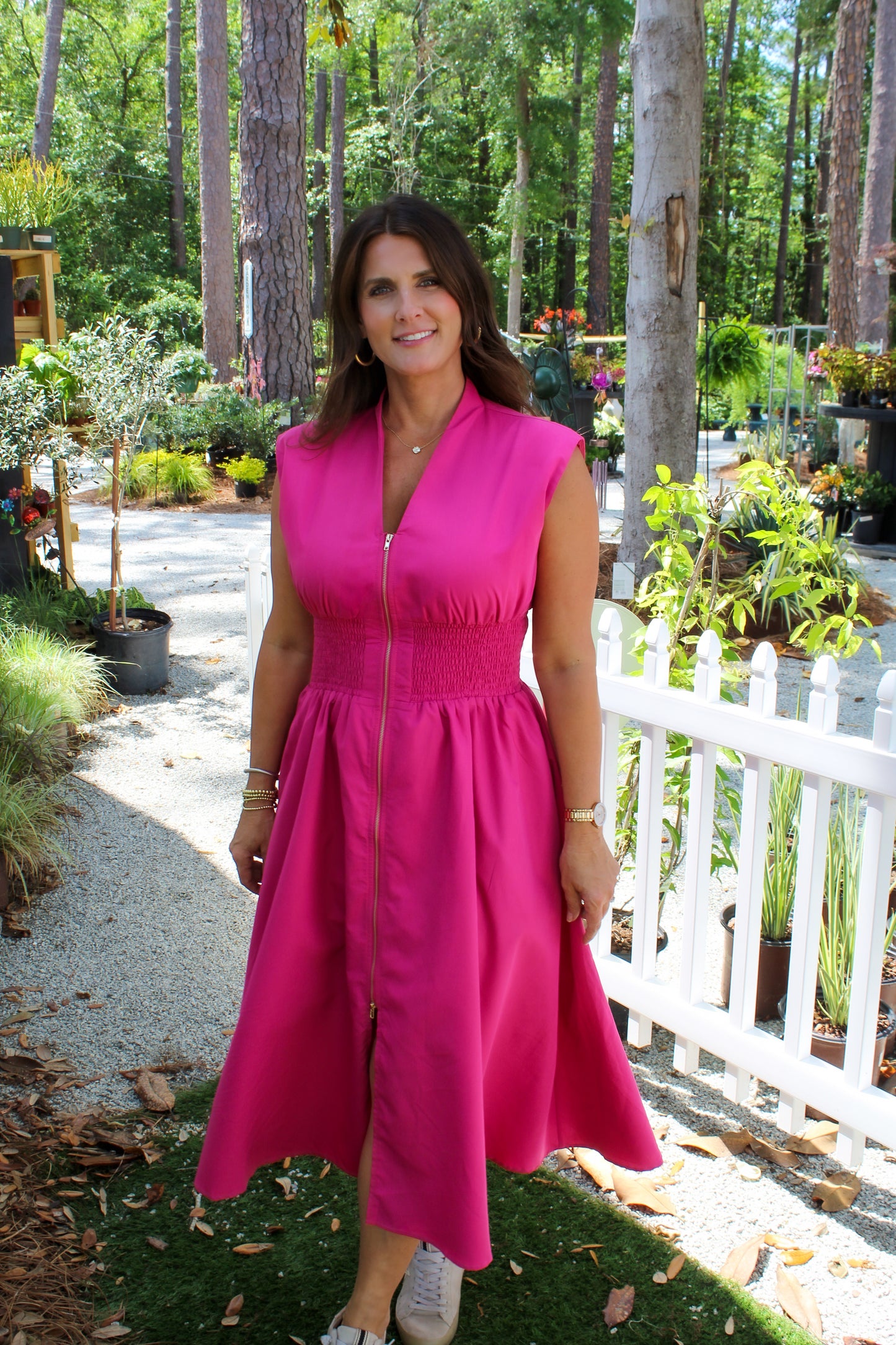 The Savannah Garden Zip-Up Midi Dress – Graceful, Effortless, You