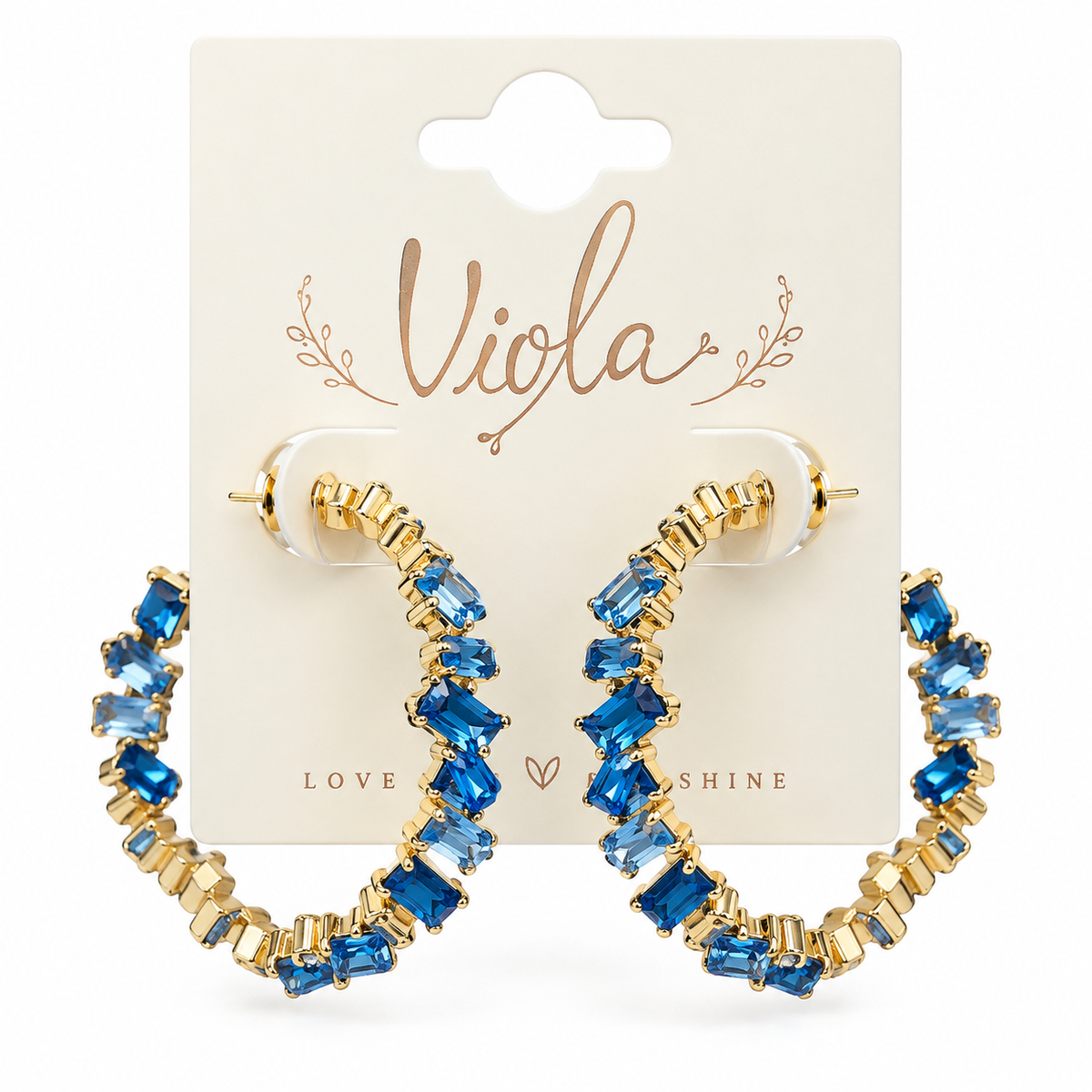 Blue Belle Crystal Hoops