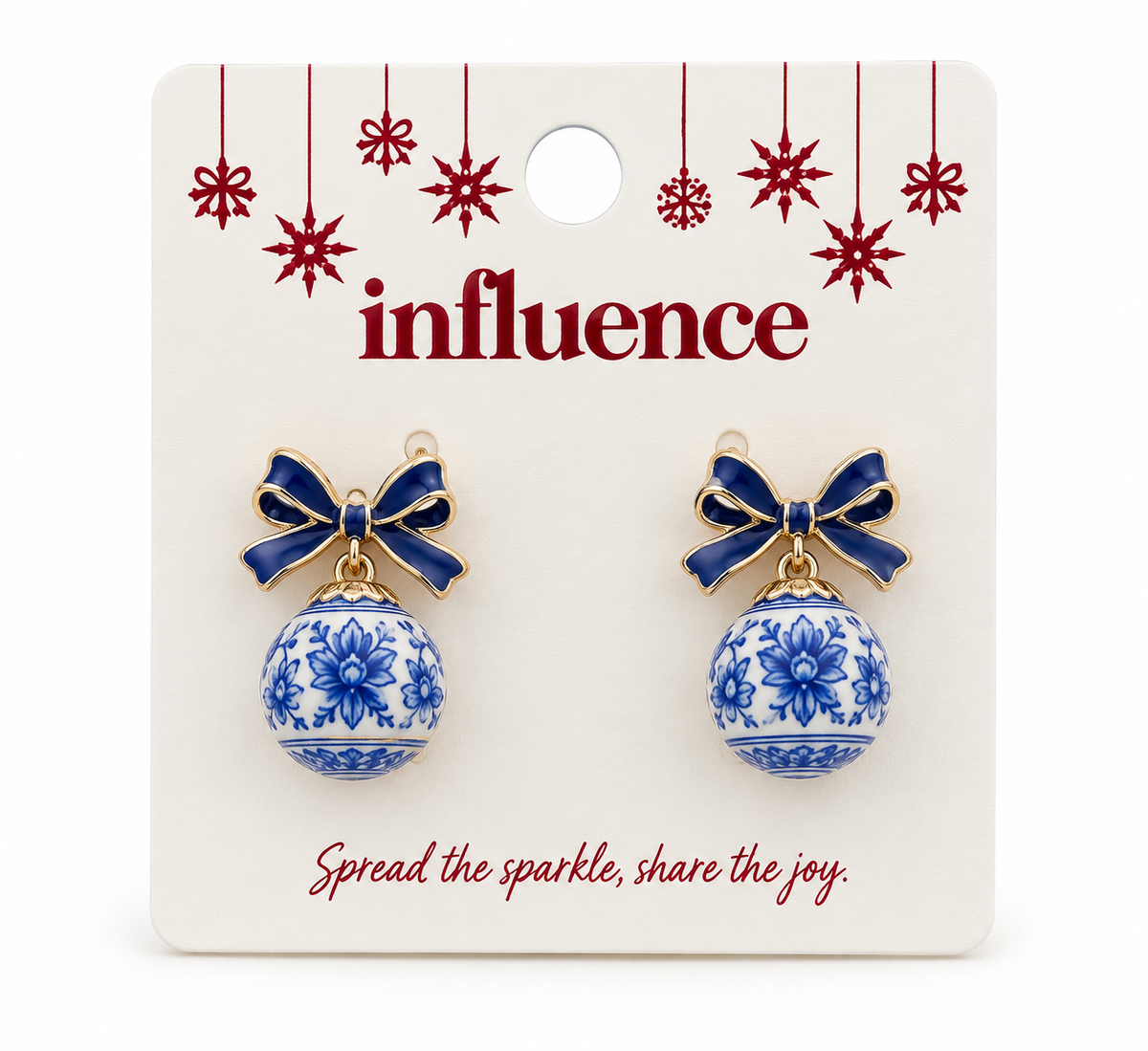 Blue Willow Bow ornament earrings