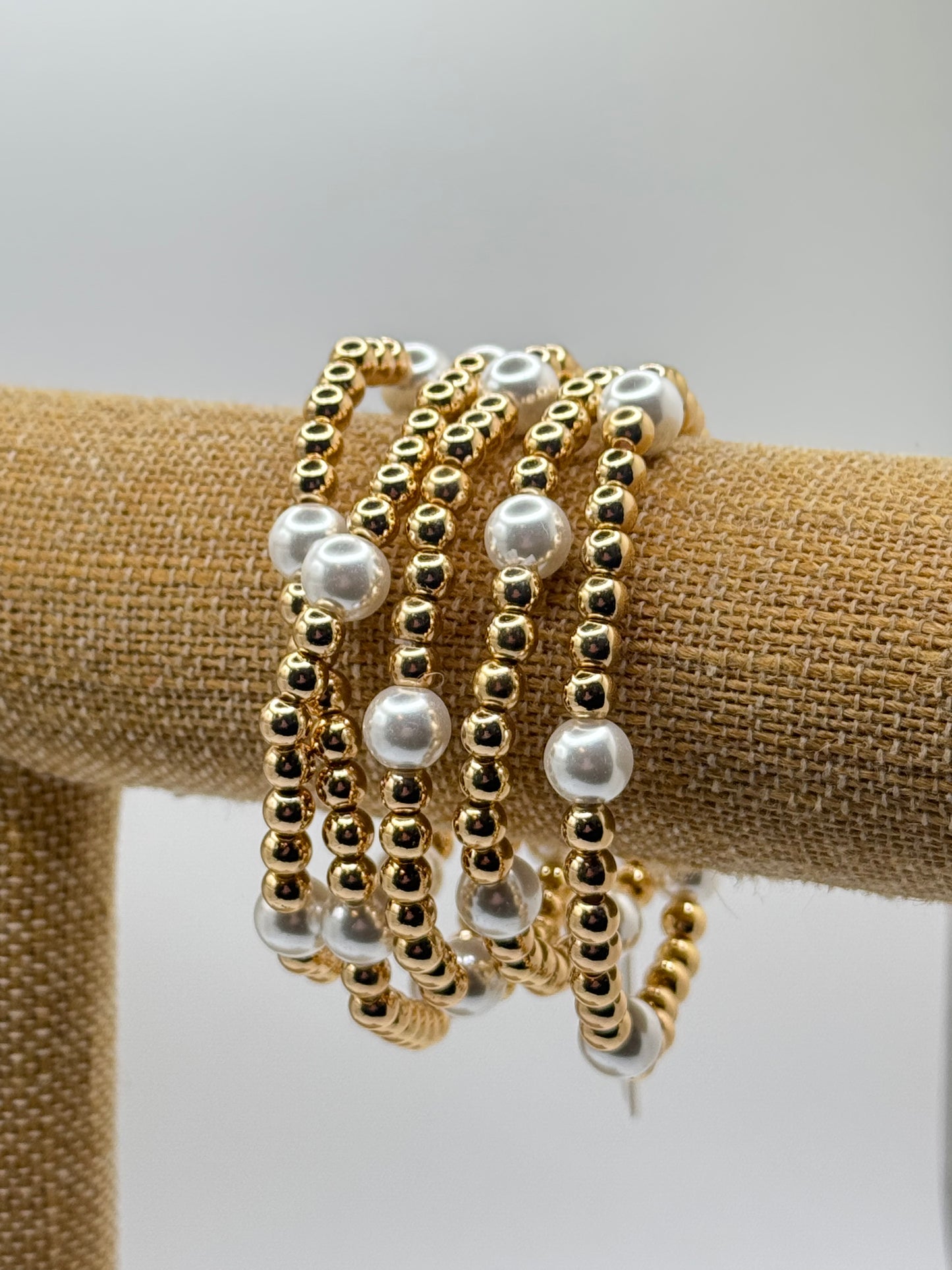 5-Piece Pearl & Gold Bracelet Set | Women’s Boutique Jewelry