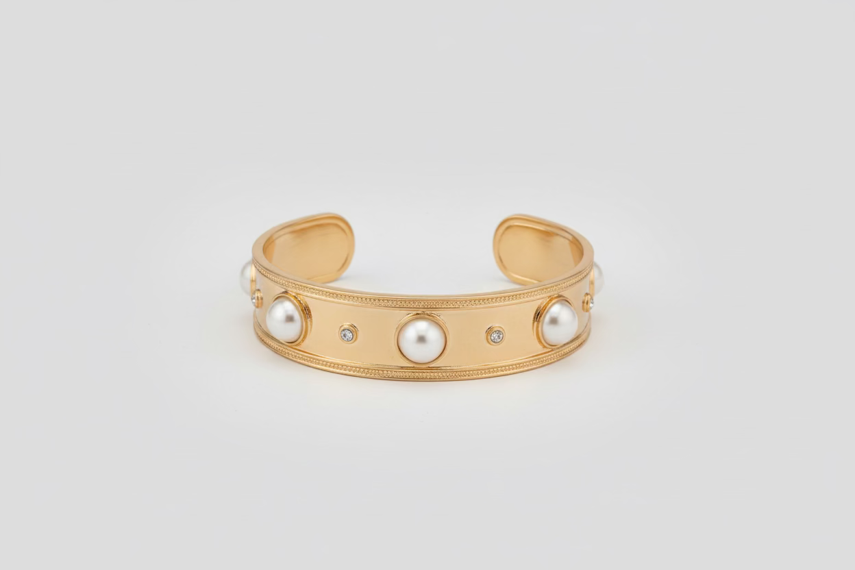 Wrights Pearl Gold Cuff
