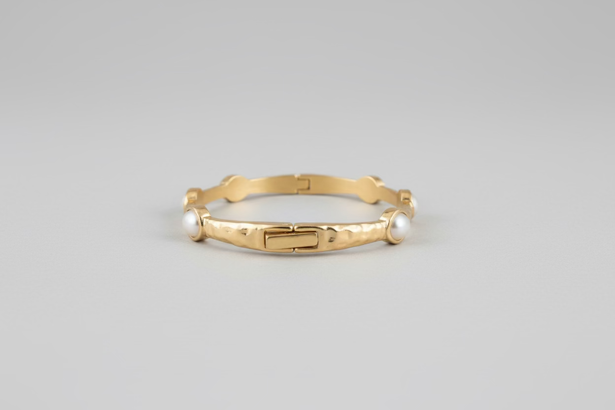 Wrights Pearl Toggle Gold Bangle