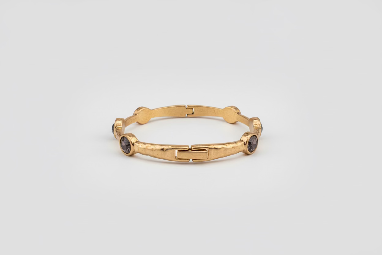 Wrights Grey Stone Gold Toggle Bangle