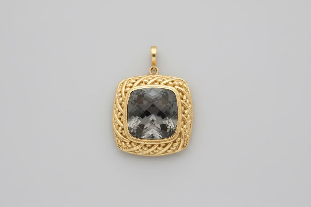 Gold Square Labradorite Pendant