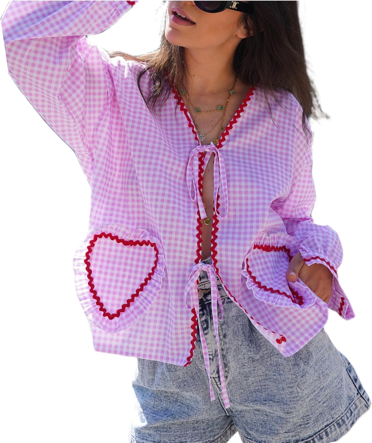 Ruby Tie Front Blouse – Baby Pink
💘 Sweet Hearts. Southern Sass. Galentine’s Ready.