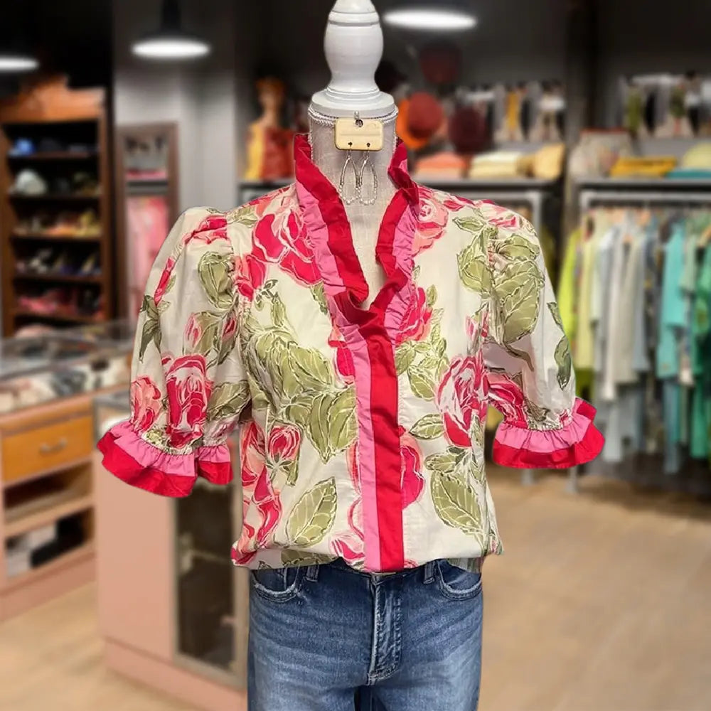 Garden Muse Ruffle Top