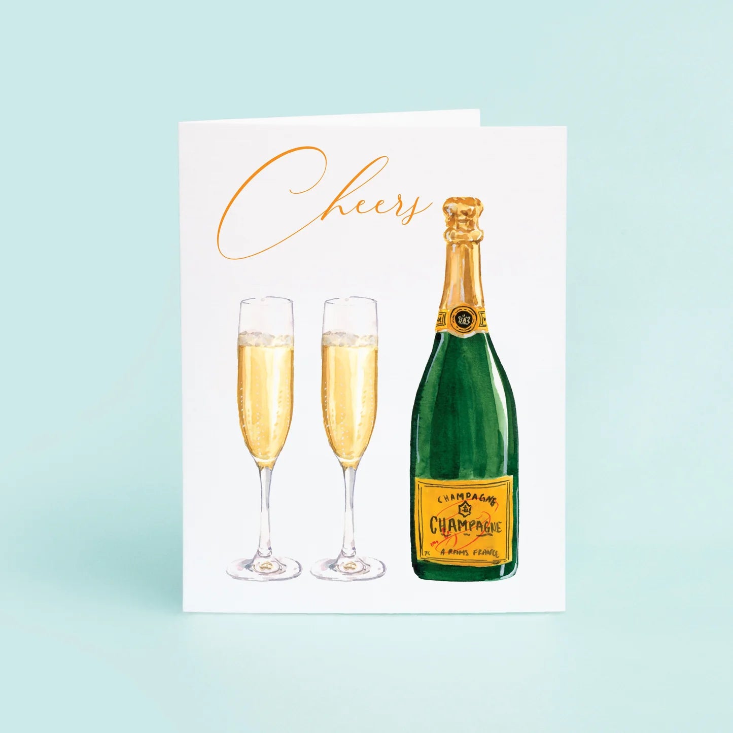 Champagne Bottle and Glasses (8 Cards & 9 Envelopes Set)