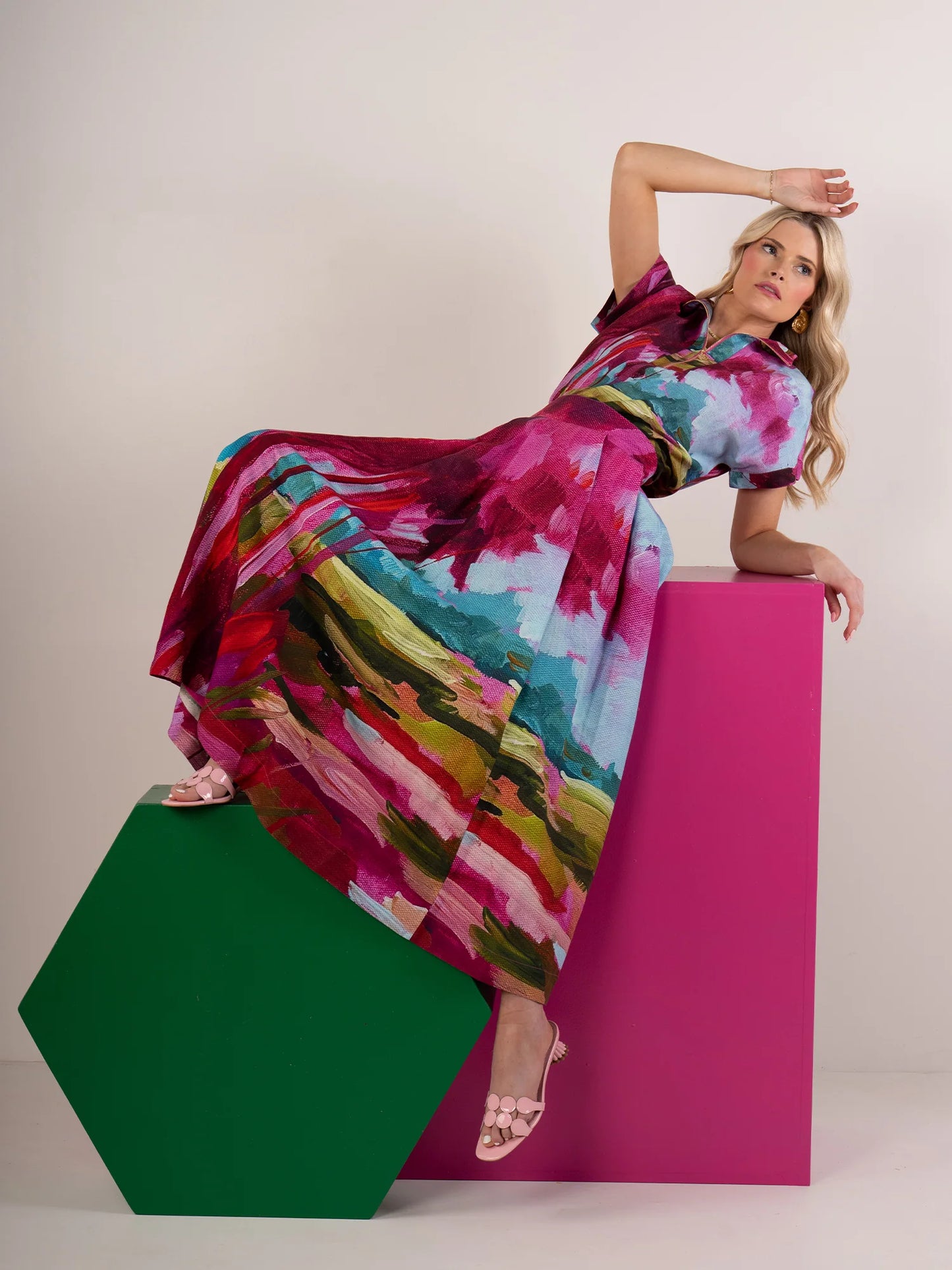 Emily McCarthy- linen Milly skirt in Bellamy Sunset