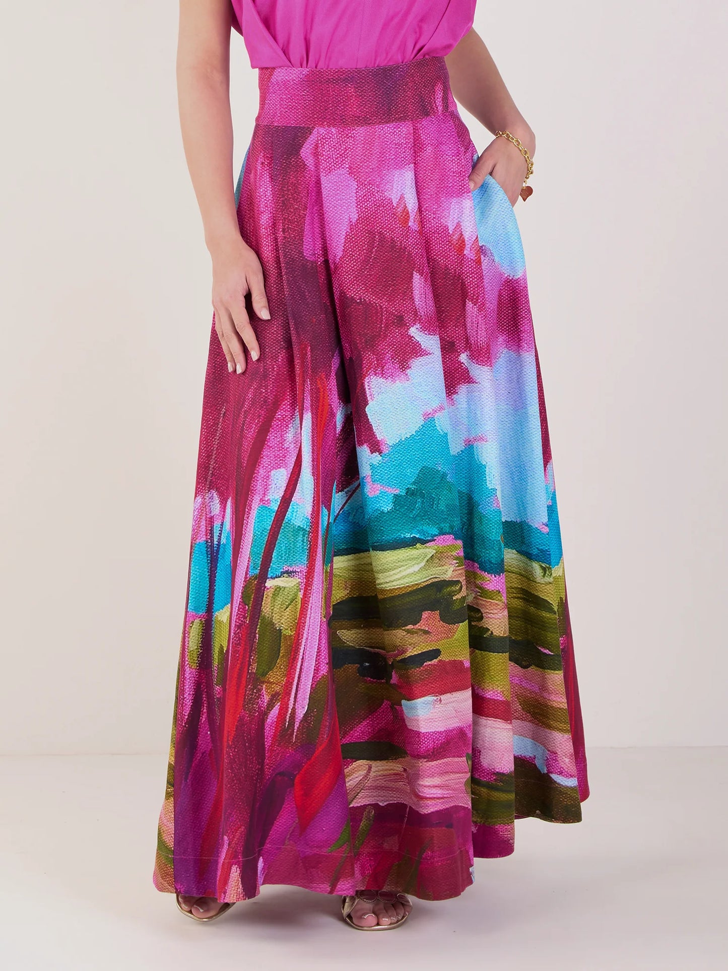 Emily McCarthy- linen Milly skirt in Bellamy Sunset