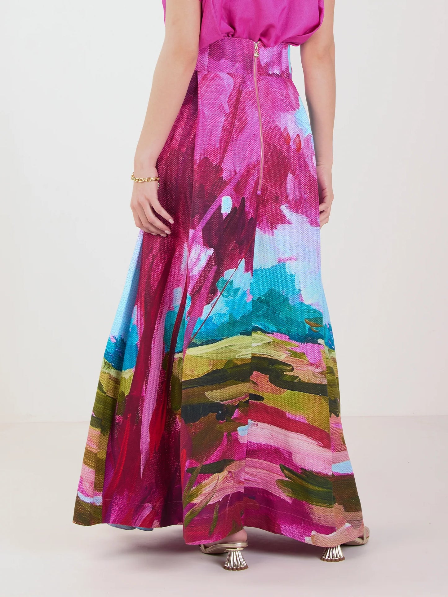 Emily McCarthy- linen Milly skirt in Bellamy Sunset